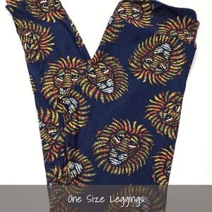 LuLaRoe OS Leggings Lions Navy Blue NEW